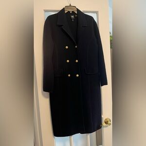 Navy Double Breasted Pea Coat - 100% Wool